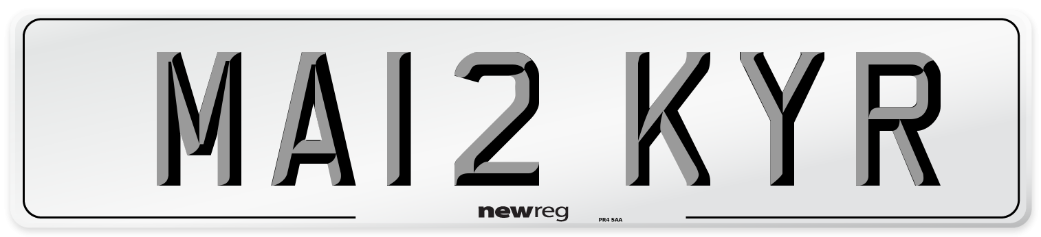 MA12 KYR Number Plate from New Reg
